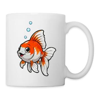 Koi Cartoon Goldfisch mit Blasen - Tasse - Weiß - Rechts