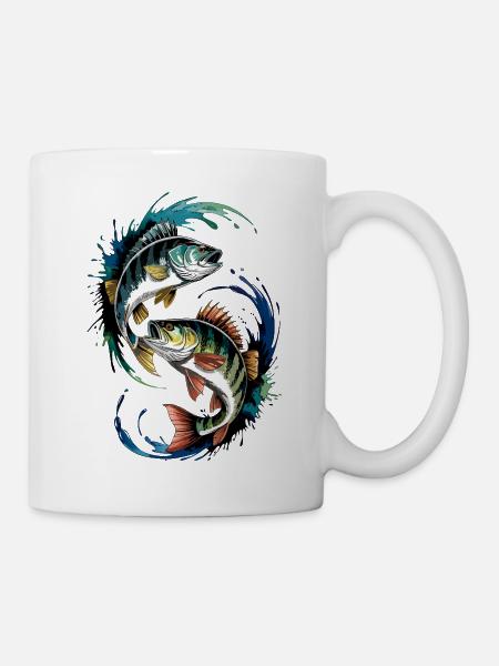 Barsch Angeln - Tasse - Weiß