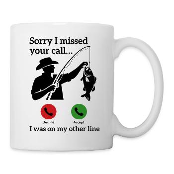 Angeln Ruft Retro Vintage Angler Spruch Design - Tasse - Weiß - Rechts