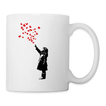 Schmetterlinge im Banksy-Stil - Tasse - Weiß - Rechts
