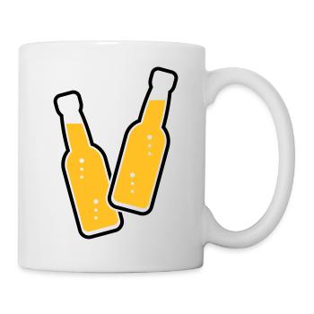 2 Flaschen Stoßen An (Bier / Limonade / POS 2C) - Tasse - Weiß - Rechts