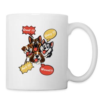 Chiots cartoon et bulles gustatives - Mug blanc - blanc - Droite