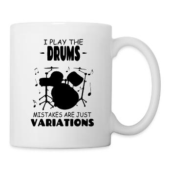 Je joue de la batterie, les erreurs ne sont que des variations - Mug blanc - blanc - Droite