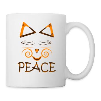 Peace Cat – Süßes Katzendesign mit Spiralaugen - Tasse - Weiß - Rechts
