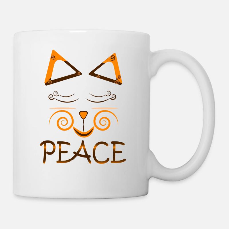 Peace Cat – Cute Spiral Eyes Cat Design - Mug - white