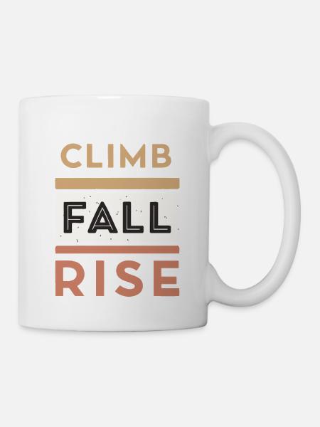 Bergaufstieg, Fall- und Aufstieg - Tasse - Weiß