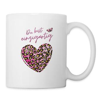 Du bist einzigartig Leopard Herz - Tasse - Weiß - Rechts