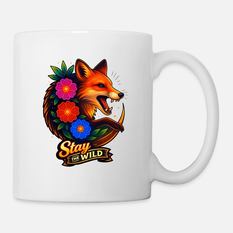 Renard aux fleurs Reste sauvage - Mug blanc - blanc