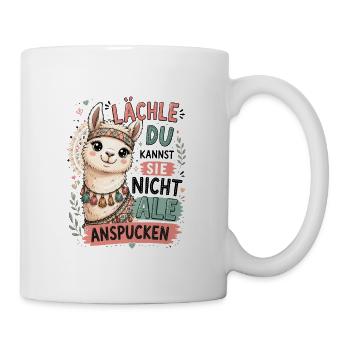 Lama Lächeln Illustration - Tasse - Weiß - Rechts