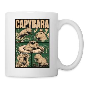 Comic Capybara Action Style - Tasse - Weiß - Rechts