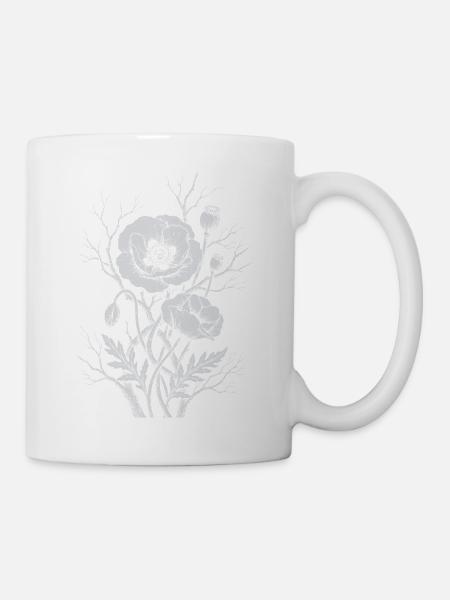 Mohnblumen - Tasse - Weiß
