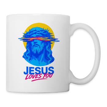 Portrait au néon de Jésus t’aime - Mug blanc - blanc - Droite