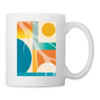 Abstrakte Geometrie mit organischen Formen Retro  - Tasse - Weiß - Rechts