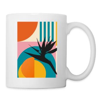 Geometrische Paradiesvogelblume Retro Tropical Art - Tasse - Weiß - Rechts