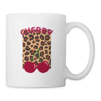 Kirschen im Leopardenlook - Tasse - Weiß - Rechts