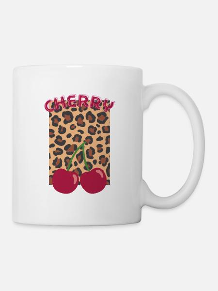 Kirschen im Leopardenlook - Tasse - Weiß