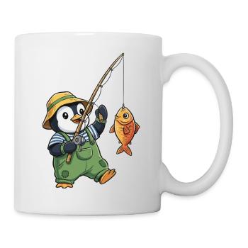 Pinguin Angler - Tasse - Weiß - Rechts