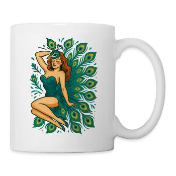 Déesse paon aux plumes sarcelle - Mug blanc - blanc - Droite