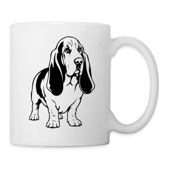 Basset Hound_Hund_stehend_schwarz - Mug - white - Right