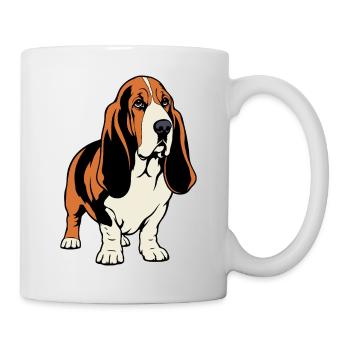 Basset Hound_Hund_stehend_farbig - Mug - white - Right