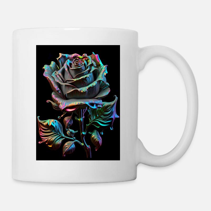 Regenbogenrose Metallisch - Tasse - Weiß