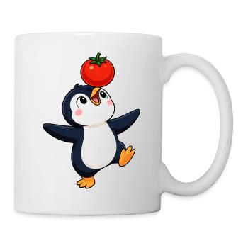 Cute Penguin Dancing Vegetables Joy Cartoon - Mug - white - Right