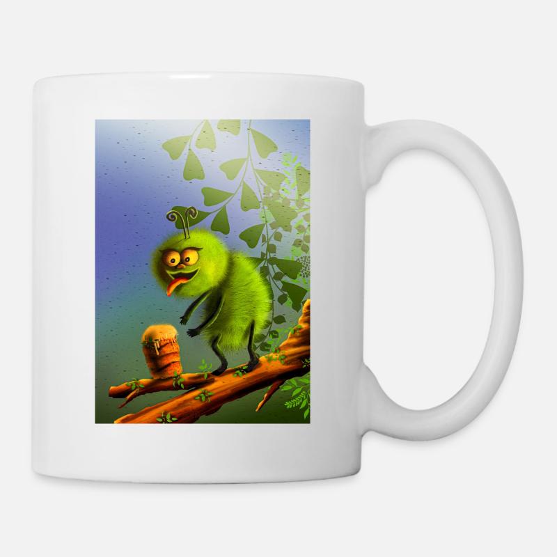 Funny Green Climbing Monster - Mug - white