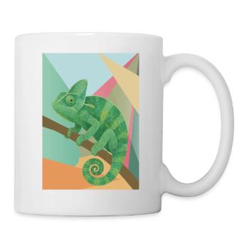 Style géométrique du Caméléon Vert - Mug blanc - blanc - Droite