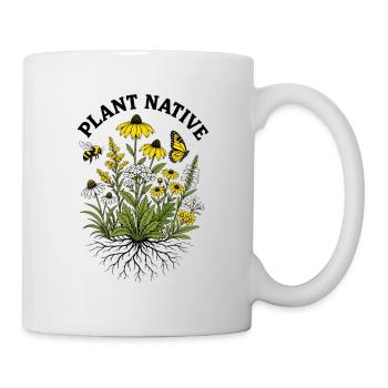 Plant Native Bee and Coneflower Pollinator Garden - Mug - white - Right