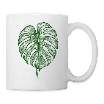 Monstera Blatt – Botanisches Naturmotiv - Tasse - Weiß - Rechts