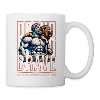 Dieu de la Force grecque et Lion - Mug blanc - blanc - Droite