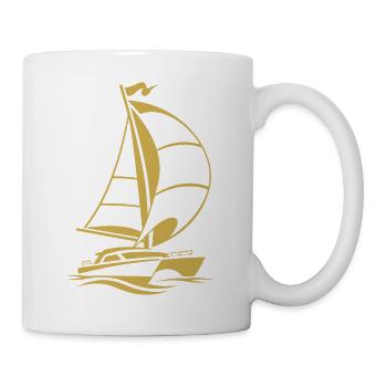 Segeln Katamaran Jacht Segelsport Silhouette  - Tasse - Weiß - Rechts