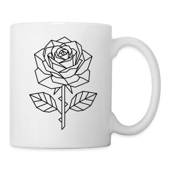 Geometrische Rose – Polygon Art - Tasse - Weiß - Rechts