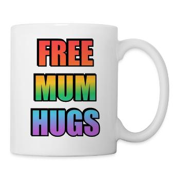 Kostenlose Mama-Umarmungen Regenbogenbriefe LGBT-Stolz - Tasse - Weiß - Rechts