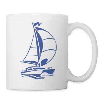 Segeln Katamaran Jacht Segelsport Silhouette  - Tasse - Weiß - Rechts