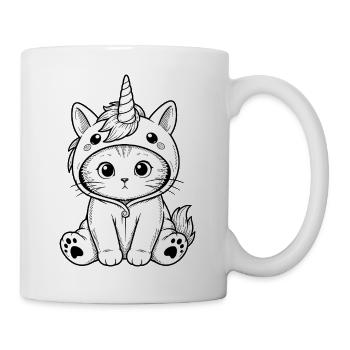 Katzchen Einhorn Hoodie - Tasse - Weiß - Rechts
