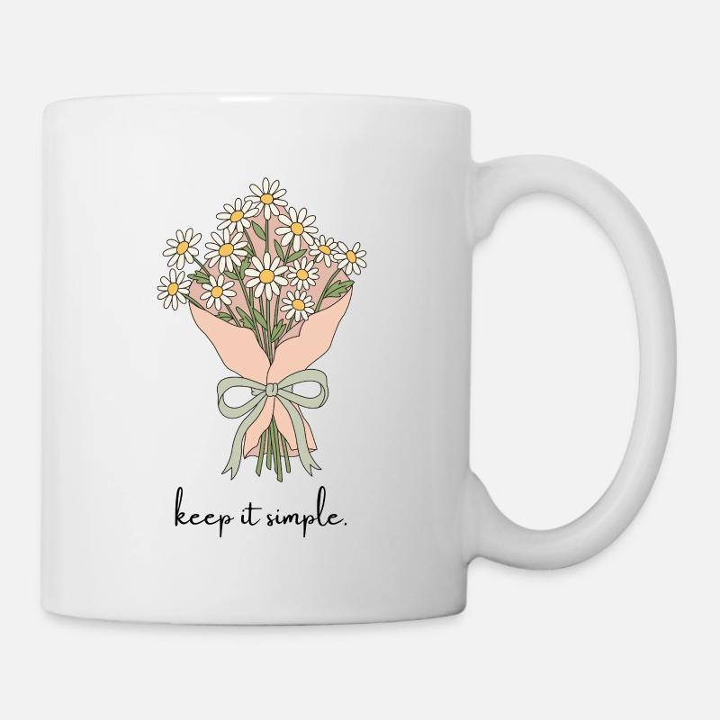 Daisy bouquet in a ribbon - Mug - white