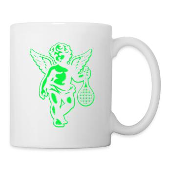 Tennis Shirt Engelputte Retro Renaissance neongrün - Tasse - Weiß - Rechts