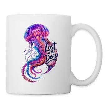 Lost in the Deep Jellyfish – Bioluminescent Ocean  - Mug - white - Right