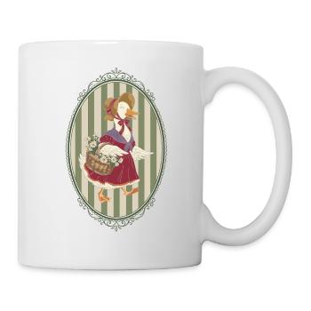 Gans im Hut mit einem Blumenkorb - Tasse - Weiß - Rechts