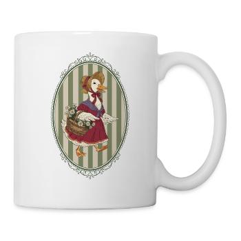 Gans in einem Vintage-Kleid - Tasse - Weiß - Rechts