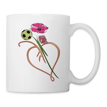 Herzblume mit Fußball - Tasse - Weiß - Rechts