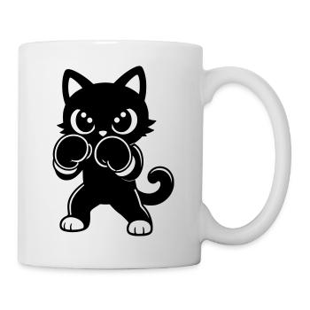 Boxende Katze mit Boxhandschuhen - Tasse - Weiß - Rechts