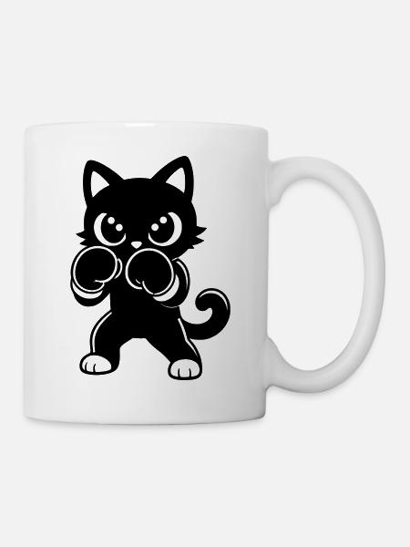 Boxing cat with boxing gloves - Mug - white