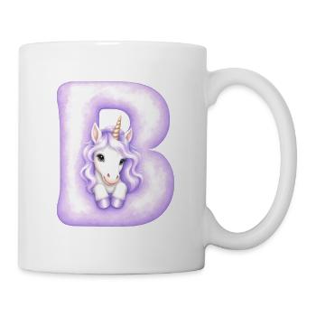 Lettre B Licorne Violette - Mug blanc - blanc - Droite