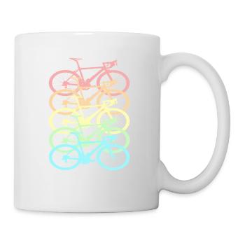 Fahrrad Retro Pastell Regenbogen - Tasse - Weiß - Rechts