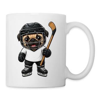 Süßer Mops Eishockeyspieler Comic Cartoon - Mug - white - Right