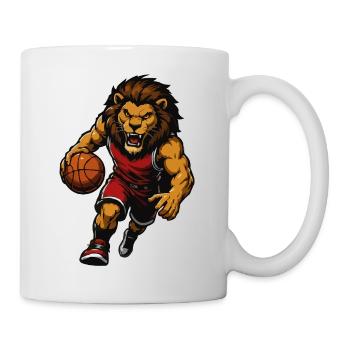 Löwen-Basketball-Maskottchen - Tasse - Weiß - Rechts
