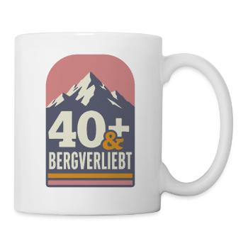 40+ und bergverliebt (rose-orange) - Tasse - Weiß - Rechts