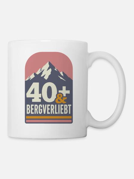 40+ und bergverliebt (rose-orange) - Tasse - Weiß